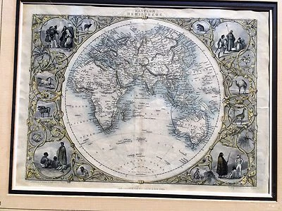 ANTIQUE ORIGINAL ESTERN HEMISPHERE MAP PRINTER 1851 JOHN TALLIS 10x14" H/COLORED - Image 1 of 4