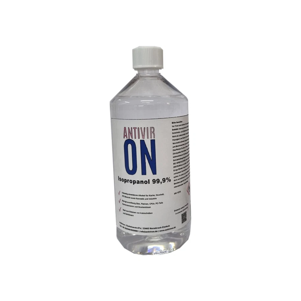 1L Isopropanol Isopropylalkohol 99,9% IPA 2-Propanol Entfetter Reinigungsalkohol