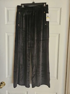 Michael Kors Hose Damen mittelschwarz weich Samt Velour Lounge breites Bein neu mit Etikett - Bild 1 von 4