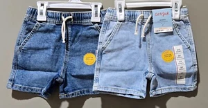 Cat & Jack Boys' 3T Elastic Waist & Drawstring Above Knee 2 Pack Denim Shorts - Picture 1 of 8