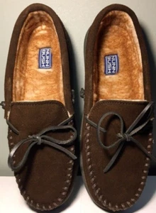 Club Room Men's Moccasin Slipper Suede Leather Warm Fur Lined Size 13 M - Picture 1 of 5