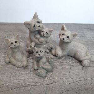 VTG Lot Of 4 Quarry Critters Celine & Cleo Clyde Cadbury Hugging Cat  Figure