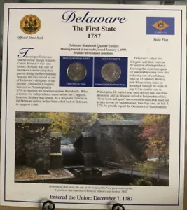 State Of Delaware From Statehood Quarters & Stamps Collection - Picture 1 of 2