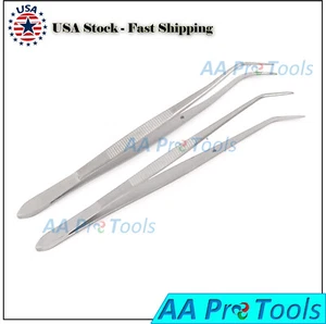 2 Pcs Medical Cotton/Dressing Tweezers Surgical Bracket Tooth Forceps Lab - Picture 1 of 3