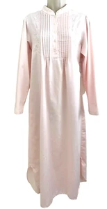 Kim Rogers Womens Pink Nightgown Size M Long Sleeve Pin Tuck Satin Feel Milkmaid - Picture 1 of 7