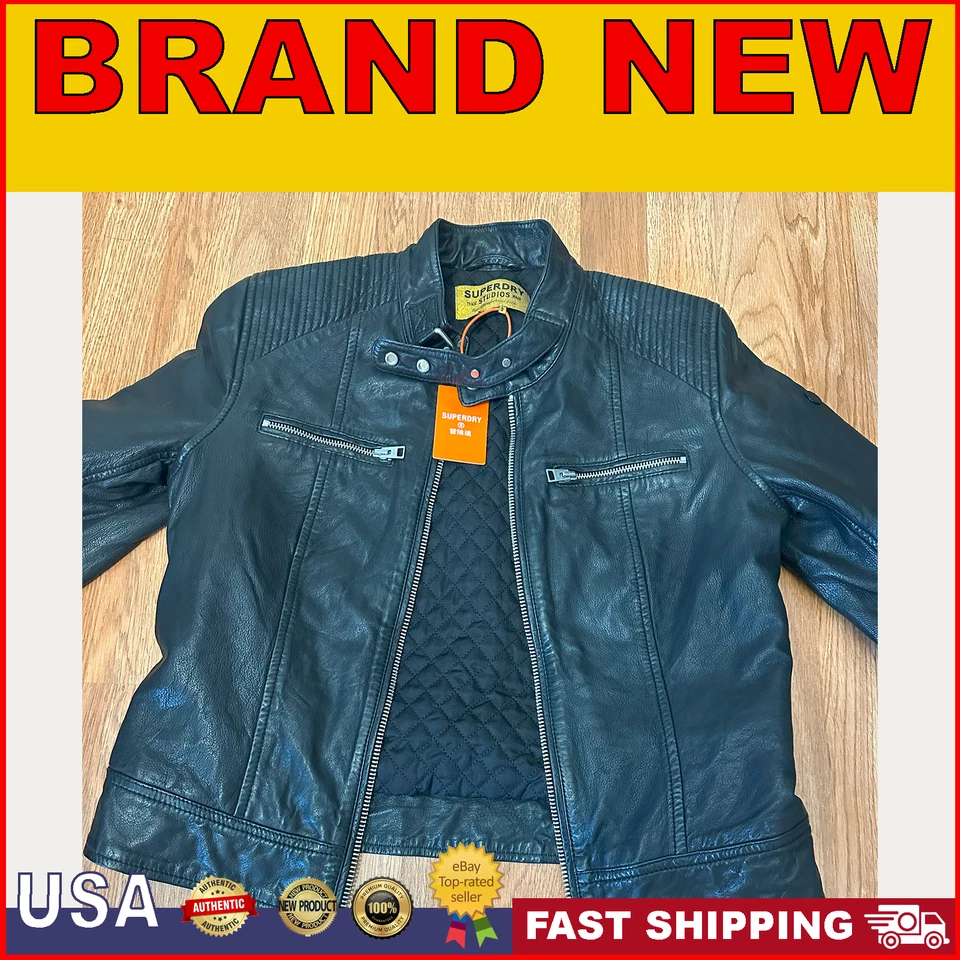 Superdry True Studios - Chaqueta Corredora de Cuero Premium Rara - Talla Regular 12 Foto 1 de 4