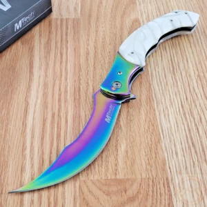 MTech Spring Assisted Folding Knife 4.25" 3Cr13 Steel Curved Blade POM Handle - Picture 1 of 12