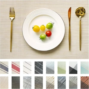 Placemats Set of 12 Vinyl/Plastic Woven Place Mats for Kitchen Table Indoor/Outd - Picture 1 of 12