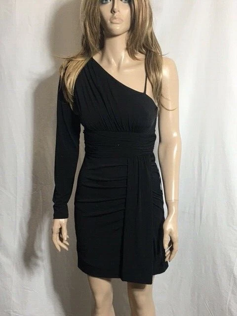 TEEZE Me Sheath Dress Black Size 5 Juniors One Shoulder Jersey Bodycon 297