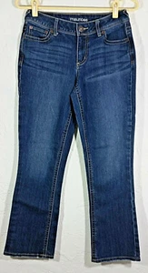 Maurices Juniors Jeans Size 1 2 Short Blue Dark Wash Denim Embroidered Pockets  - Picture 1 of 5