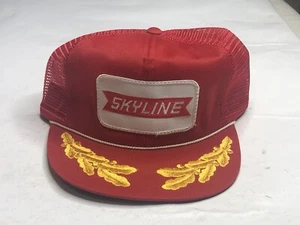 VTG Skyline Freight Logo Patch Trucker Hat Snapback Cap USA Trucking Red - Picture 1 of 5