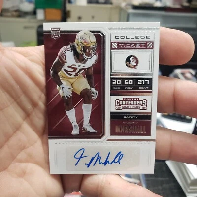 2018 Panini Contenders Draft Picks Trey Marshall Auto Rc # 252 - Image 1 of 2