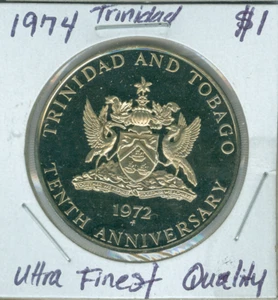 1974 Trinidad Dollar Ultra Finest Proof Quality Auction #S43 - Picture 1 of 2