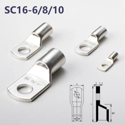 Copper Lug Ring Terminal Wire Connector Battery Welding Crimp 16mm² 6/8/10 Wire - Image 1 of 4