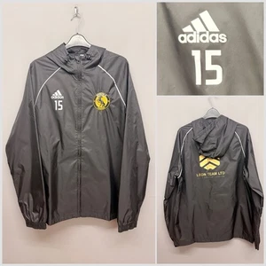 Adidas Men's Black Football Sports Hooded Jacket Medium Lightweight Waterproof - Picture 1 of 15