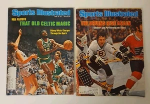 Cargadores vintage Sports Illustrated 2 1977 Brad Park Boston Bruins y Celtics cubiertas - Imagen 1 de 7