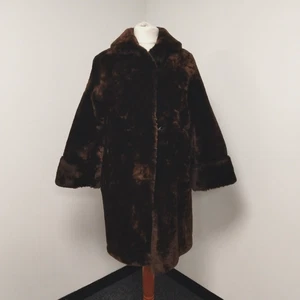 Vintage Pannofix Hungary Chocolate Brown Lambskin Fur Coat Beaver Lamb See Desc - Picture 1 of 22