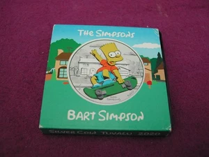 2020 Tuvalu 1oz 9999 Silver Coloured Bart Simpson. Cannabis Board. - Picture 1 of 5