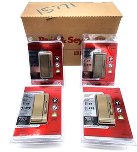 4 Pack Pass & Seymour Decorator Single or 3-Way Slide Dimmer Antique Brass Color - Picture 1 of 5