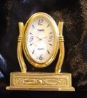 Vintage Vanity Mirror Gold Tone Mini Clock