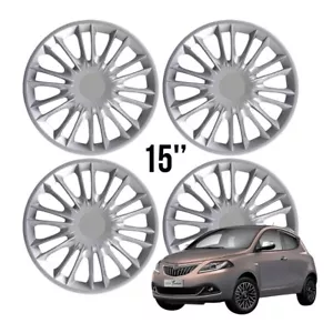 COPRICERCHI LANCIA YPSILON 15" R15 COPRIRUOTA COPPE RUOTA BORCHIE Y SET 4PZ - Foto 1 di 5