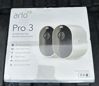 Arlo Pro 3 VMS4240P-100NAS 2 Camera System Wire-Free 2K Video Sealed Retail - Image 1 of 4