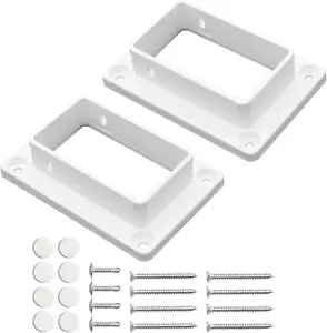 2″ X 3.5″ White Vinyl Fence Brackets, Slotted Handrail Bracket Kit with Screws f - Picture 1 of 12
