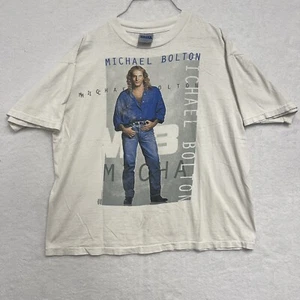 Rare Vintage 1995 Michael Bolton World Tour SS T-Shirt White Late 90s Tultex XL - Picture 1 of 17
