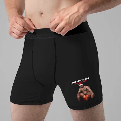 WILLOW GIFTS Barry Wood Big Package Christmas Mens Boxers - Novelty Shorts Underwear Gift