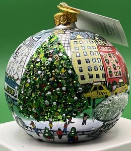 Michael Storrings Hand-Painted "Skating in the City" Christmas Ornament | NIB - Picture 1 of 7