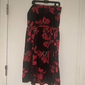 Who What Wear Maxirock Stufen Bindegürtel Taschen Blumenmuster 100 % Baumwolle Größe 14 - Bild 1 von 5
