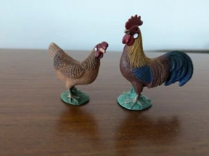Schleich Rooster And Hen Retired Farm Animals - Picture 1 of 2