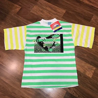 Vtg 80s 90s Castaways T-Shirt Mens Small neon Jams Surf Skateboard Tee NWT NOS - Image 1 of 4