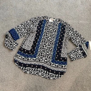 - Ann Taylor LOFT Long Sleeve Tunic Lightweight Button Blouse Petite SMALL - Picture 1 of 8