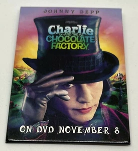 Disney CHARLIE and the CHOCOLATE FACTORY 2005 DVD Promo Button Johnny Depp - Picture 1 of 2