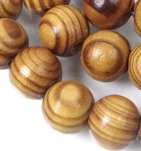 Cuentas redondas de rocaille de madera natural de 10 mm de 16" - Imagen 1 de 2