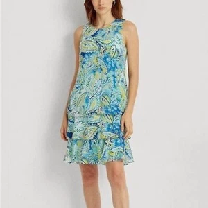 Lauren Ralph Lauren Women's Paisley Georgette Shift Dress - Picture 1 of 10