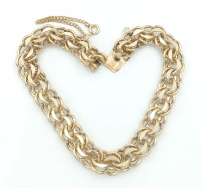 Brazalete con dije de cadena doble relleno de oro G. F. de 9 pulgadas vintage de 12 quilates Foto 1 de 4