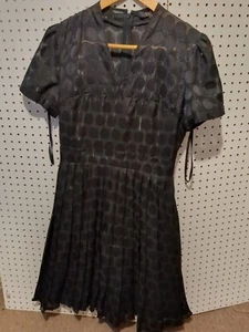 Alex Marie Black Polka Dot Dress Size 6 Goth Pleat Party Formal Zip Halloween - Picture 1 of 4