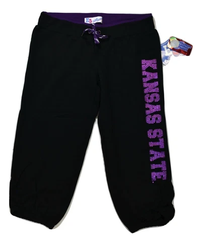 E5 NCAA Womens KSU Kansas State Wildcats 3/4 Fleece Pants NWT S, M, L Cover
