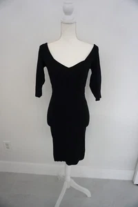 Versace Collection Black Bodycon Fitted Scoop Neck Little Black Dress - Picture 1 of 17