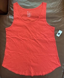 NEW GAP Red V-Neck Sleeveless Tee T-Shirt V-Neck Cotton Stretch Pocket LARGE NWT - Picture 1 of 6
