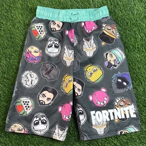 Fortnite Boys' Swim Shorts – Size Large Chibi Head Gamer Swimming Pool Summer - Picture 1 of 13