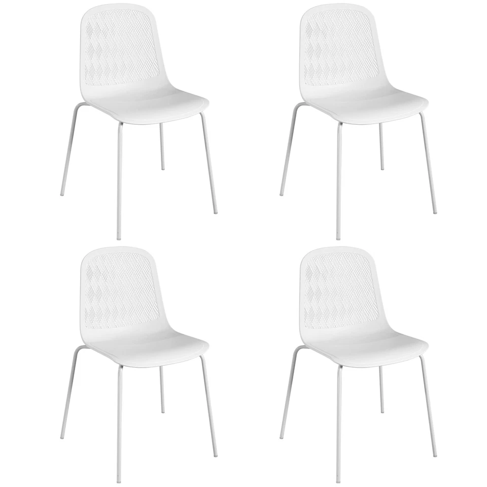 KM LEGEND SILLAS MODERNAS CON METAL PARA SALÓN, SALÓN, COCINA, JUEGO DE 4 - BLANCO Foto 1 de 4