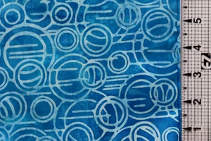 Aqua blue turquoise circles lines BATIK cotton quilt fabric  FQ - Picture 1 of 2