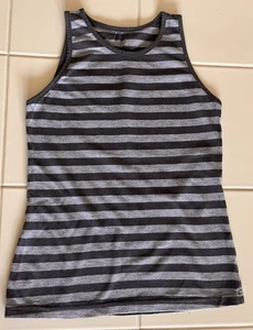 Marks and Spencer Girls Grey Stripped Vest Top Age 7 - Picture 1 of 3