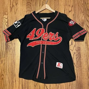 Vintage San Francisco 49ers Starter Script Black Football Baseball Jersey Size L - Picture 1 of 6