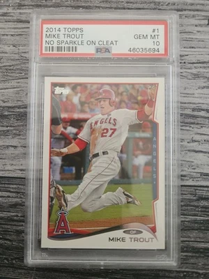 2014 Topps Mike Trout #1 PSA 10 No Sparkle On Cleat - Image 1 of 2