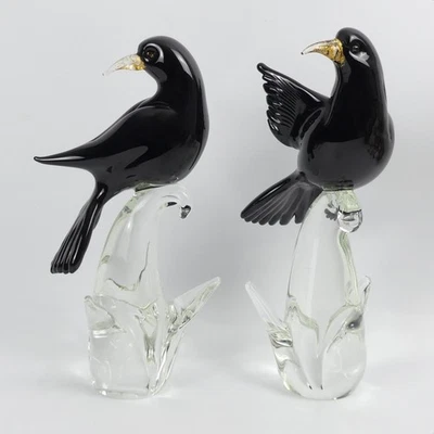 A FINE PAIR OF VETRI DI MURANO ART GLASS BIRDS - Image 1 of 4