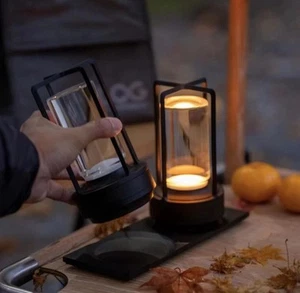 2x Portable Metal Table Lamp Indoor/Outdoor Rechargeable Cordless LED Lamp Black - Picture 1 of 6